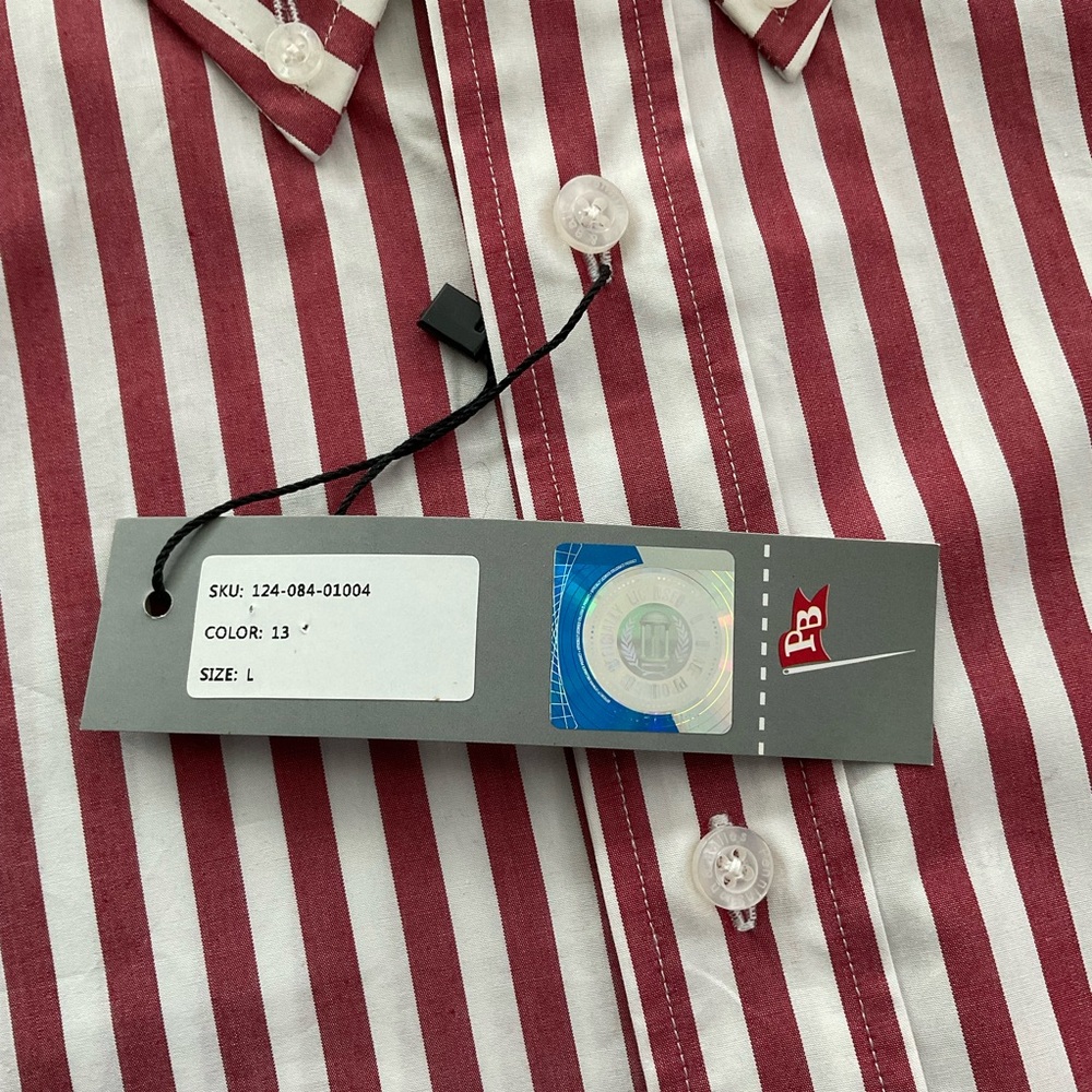 NWT Harvard Pennington & Bailes Button Down Shirt Men’s LARGE Red White Striped - Picture 5 of 10